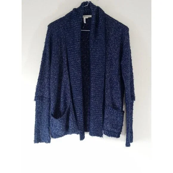 BCBGENERATION Women Sweater Preowned Long Sleeves Navy Blue White MEDIUM LARGE - Picture 2 of 10